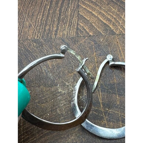 Sterling Silver Hoop Earrings With Hinged Closure - Picture 6 of 6